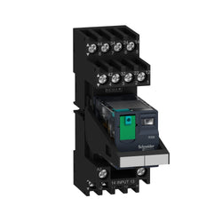RXM4AB2BDPVM - Miniature plug-in relay pre-assembled, 6A, 4CO, 24V DC with LED and lockable test button