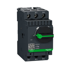 GV2L22 - Motor circuit breaker, TeSys GV2, 3P, 25 A, magnetic, rotary handle, screw clamp terminals