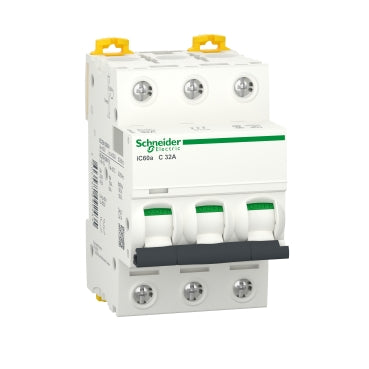A9F64332 - Miniature circuit-breaker, Acti9 iC60a, 3 pole, 32 A, C curve, 4500 A (IEC 60898-1), 6 kA (IEC 60947-2)
