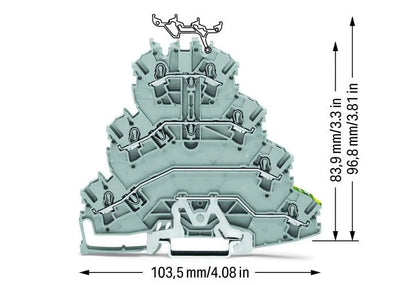 2002-4127 - Quadruple-deck rail-mounted terminal block; Rail-mounted terminal block for electric motor wiring; 2.5 mm²; gray