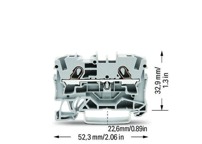2004-1201 - 2-conductor through terminal block; 4 mm²; suitable for Ex e II applications; gray