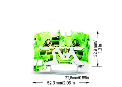 2004-1207 - 2-conductor ground terminal block; 4 mm²; suitable for Ex e II applications; green-yellow