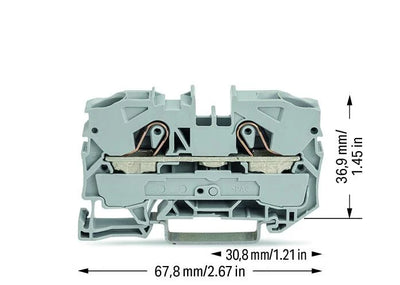 2010-1201 - 2-conductor through terminal block; 10 mm²; suitable for Ex e II applications; gray