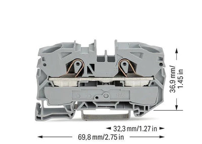2016-1201 - 2-conductor through terminal block; 16 mm²; suitable for Ex e II applications; gray