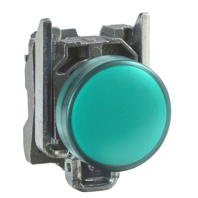 XB4BVM3 - Pilot light, metal, Green, Diameter 22mm, plain lens with integral LED, 230...240 VAC