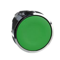 ZB4BA3 - Push button head, Metal, Flush Spring return, Green