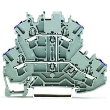 2002-2208 - Double-deck terminal block; 4-conductor through terminal block; gray