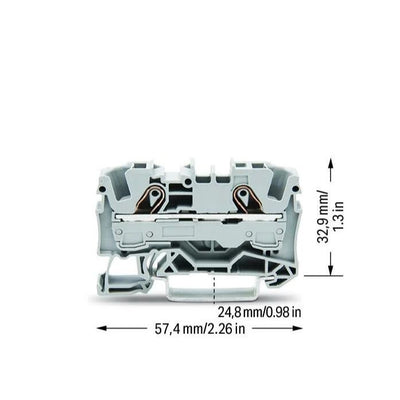 2006-1201 - 2-conductor through terminal block; 6 mm²; suitable for Ex e II applications; gray