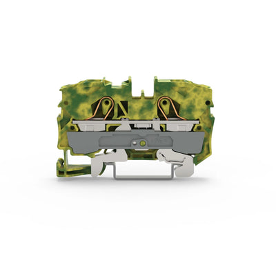 2010-1207 - 2-conductor ground terminal block; 10 mm²; suitable for Ex e II applications; green-yellow